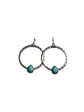 Blue Teardrop Silver Tone Hoop Earrings Dangle Style Lightweight Hook Back Gift